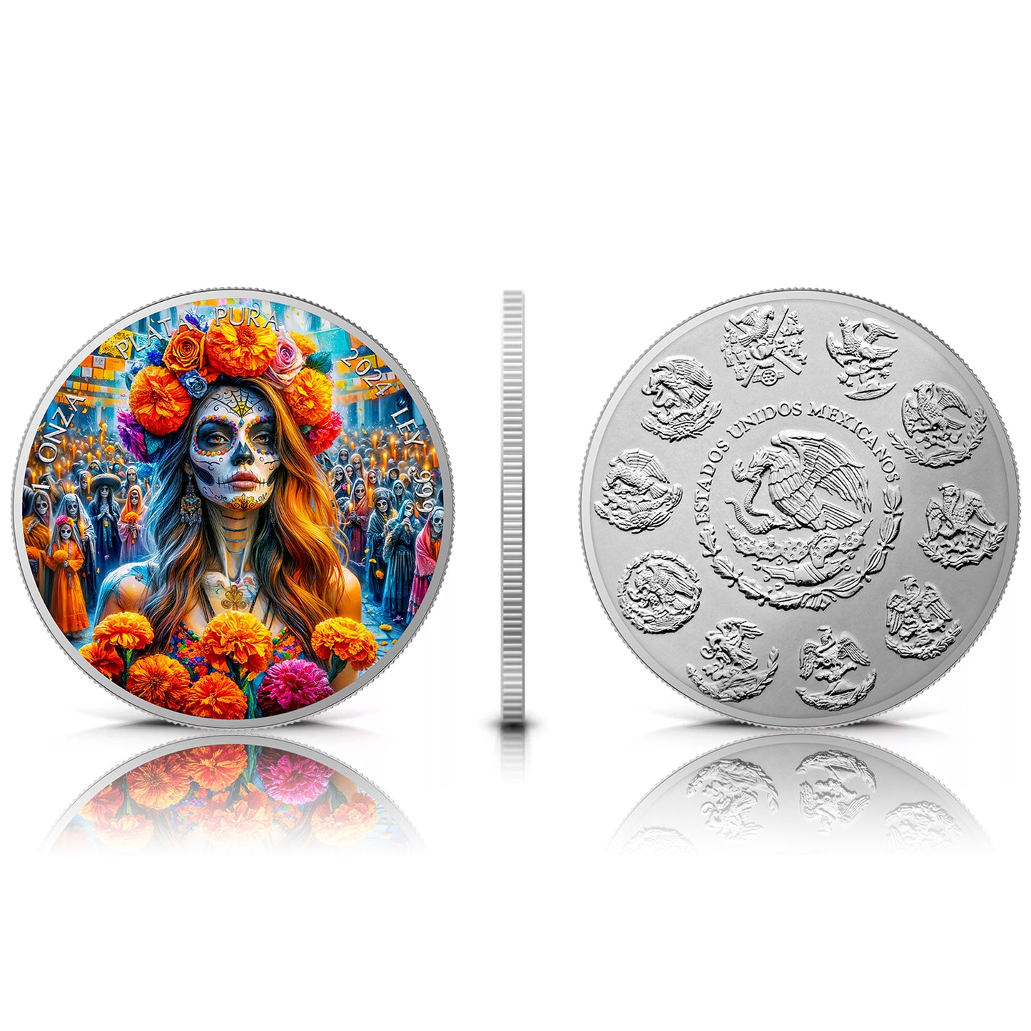 Mexico Libertad 2024 - Dia de los Muertos - Flowers - 1 oz Silbermünze