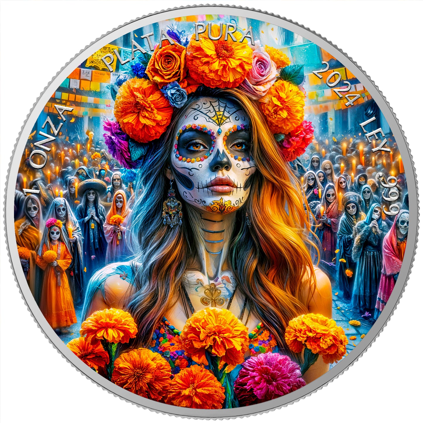 Mexico Libertad 2024 - Dia de los Muertos - Flowers - 1 oz Silbermünze