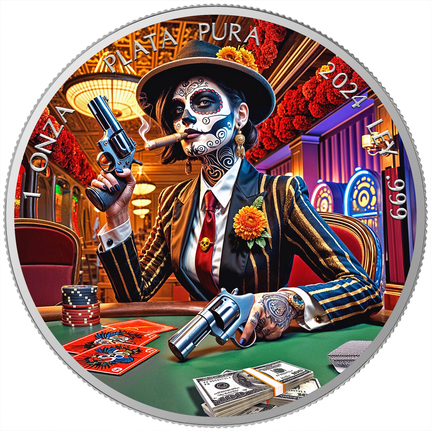Mexico Libertad 2024 - Dia de los Muertos - Gangsta - 1 oz Silbermünze***
