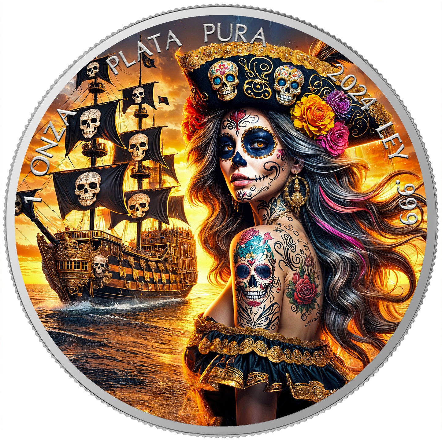 Mexico Libertad 2024 - Dia de los Muertos - Pirate - 1 oz Silbermünze***