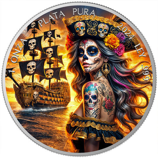 Mexico Libertad 2024 - Dia de los Muertos - Pirate - 1 oz Silbermünze***