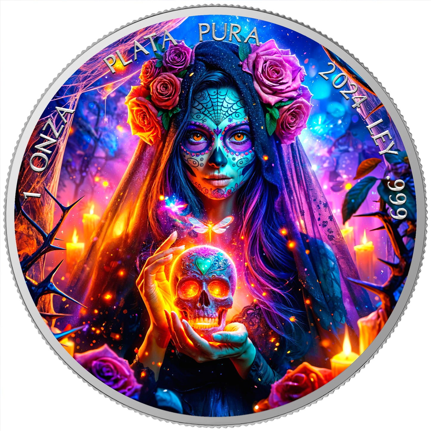 Mexico Libertad 2024 - Dia de los Muertos - Thorns - 1 oz Silbermünze***