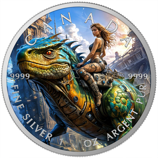 Canada 2025 - Dinosaur Rider - 1 oz Silbermünze Farbe***