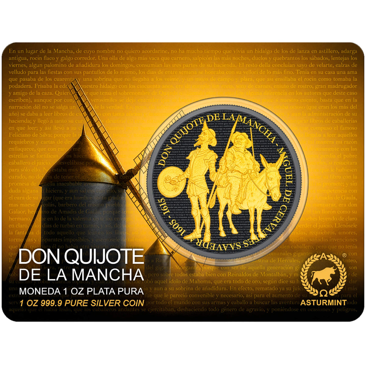 Don Quijote de la Mancha 2026 - 1 oz Silbermünze - Black Ruthenium - Gilded - Proof im Blister