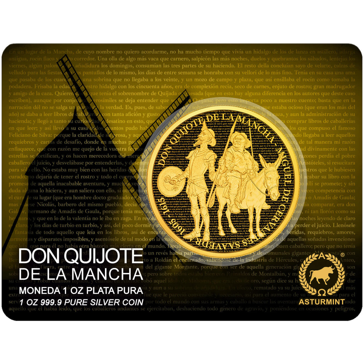Don Quijote de la Mancha 2026 - 1 oz Silbermünze - Full Gilded - Proof im Blister