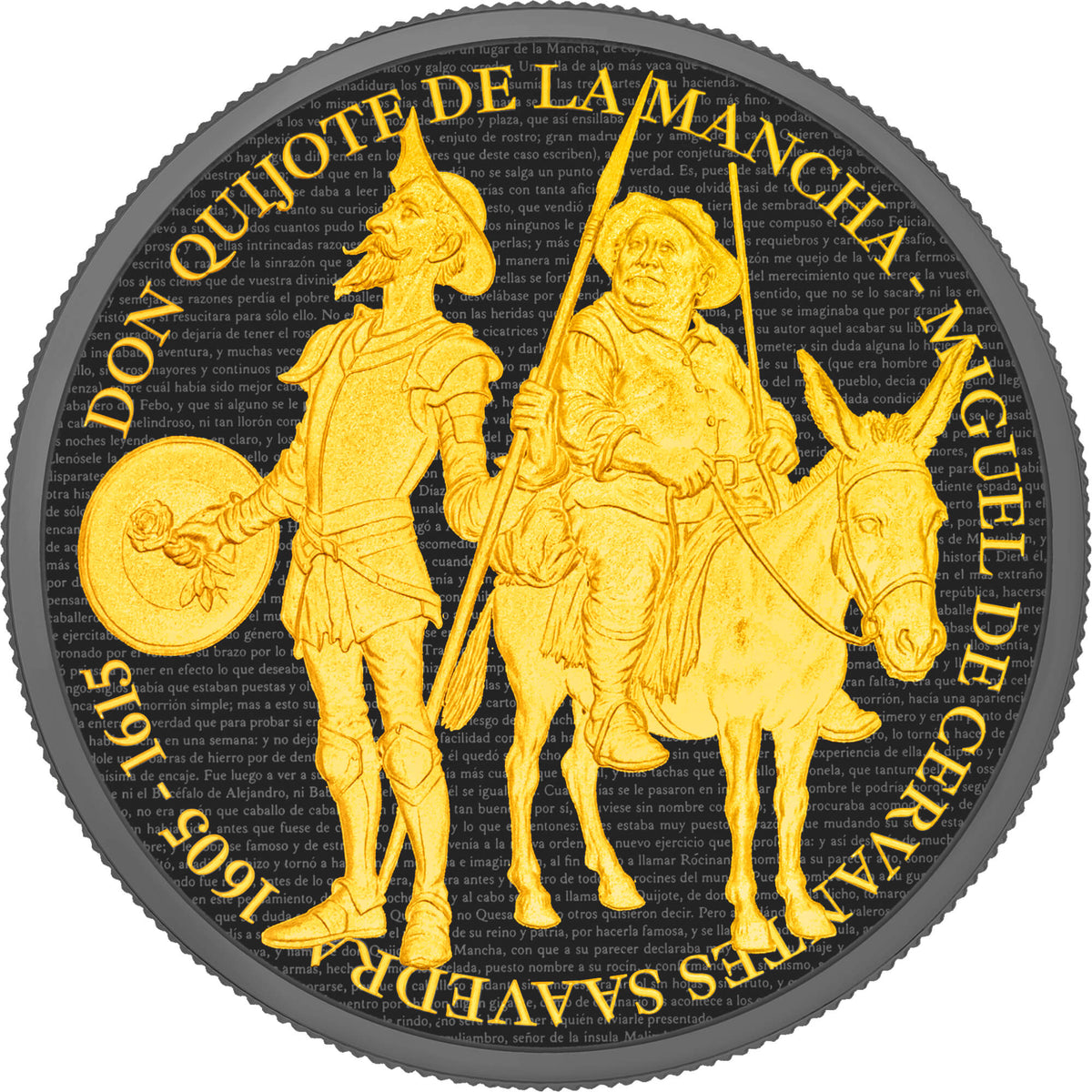 Don Quijote de la Mancha 2026 - 1 oz Silbermünze - Black Ruthenium - Gilded - Proof im Blister