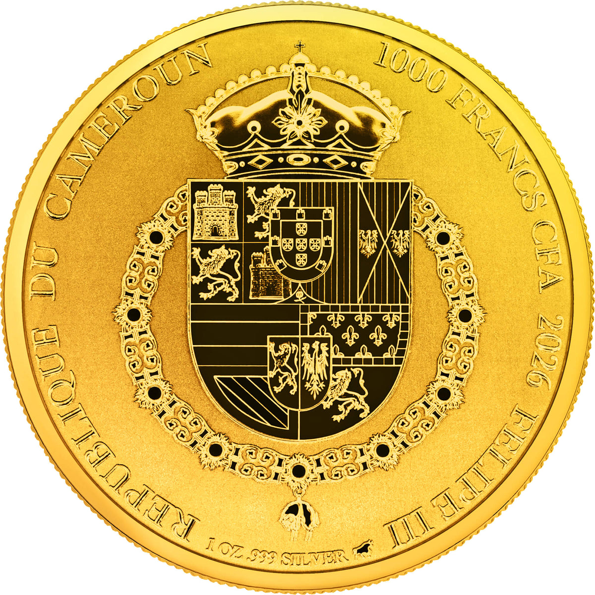 Don Quijote de la Mancha 2026 - 1 oz Silbermünze - Full Gilded - Proof im Blister