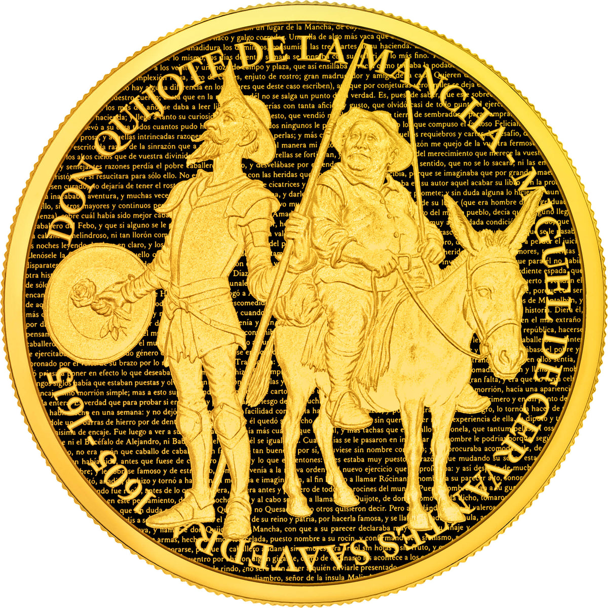 Don Quijote de la Mancha 2026 - 1 oz Silbermünze - Full Gilded - Proof im Blister
