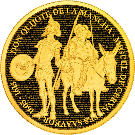 Don Quijote de la Mancha 2026 - 1 oz Silbermünze - Full Gilded - Proof im Blister