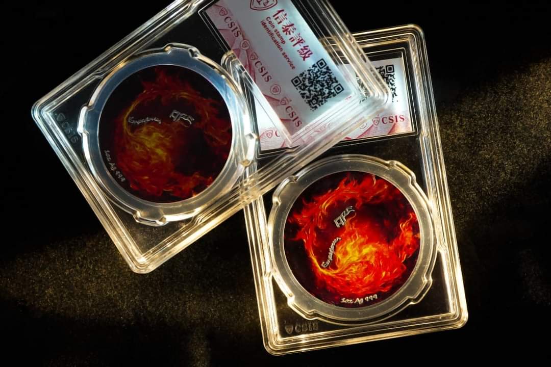 Empedocles Theory - The Four Elements 1. Ausgabe Fire, 1oz Silbermedaille, MS-70 Graded im Blister