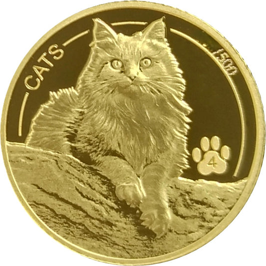 FIJI CATS 4. Ausgabe 2025  – 1/10 oz Goldmünze Prooflike PL**