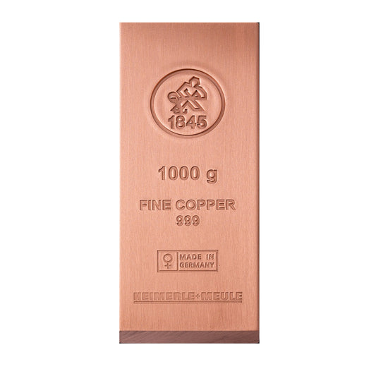 Heimerle+Meule 999 Kupferbarren 1 Kg 1000 Gramm Feinkupfer mit Zertifikat Copper