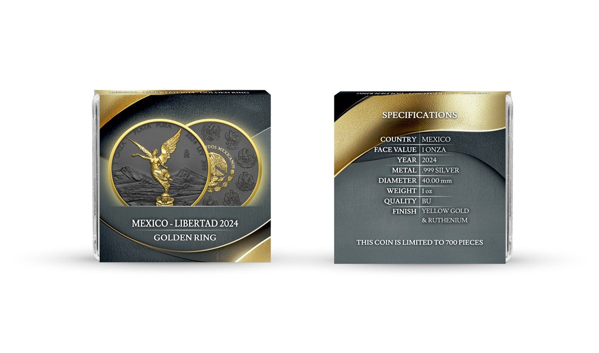 Mexico Libertad 2024 - Golden Ring - 1 oz Silbermünze Ruthenium Gelbgold***