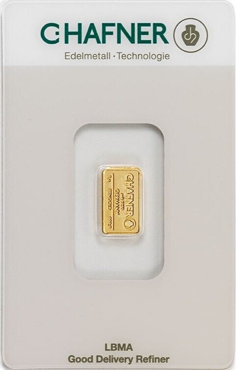 Goldbarren 1 Gramm C. Hafner Gold Feingold 999.9 im Blister mit Zertifikat**