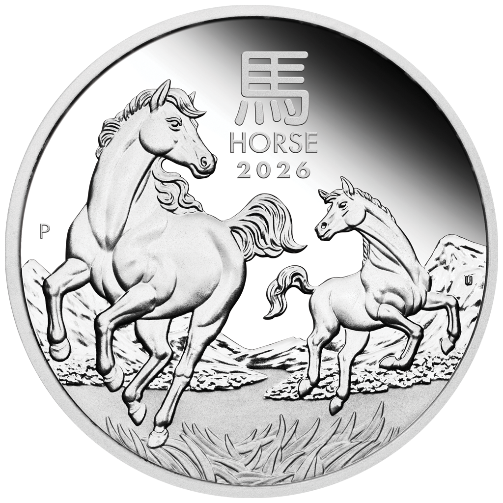 Lunar III Jahr des Pferdes 2026 3 x 1 oz Silbermünzen Set PP - Farbe - vergoldet PM in Box***