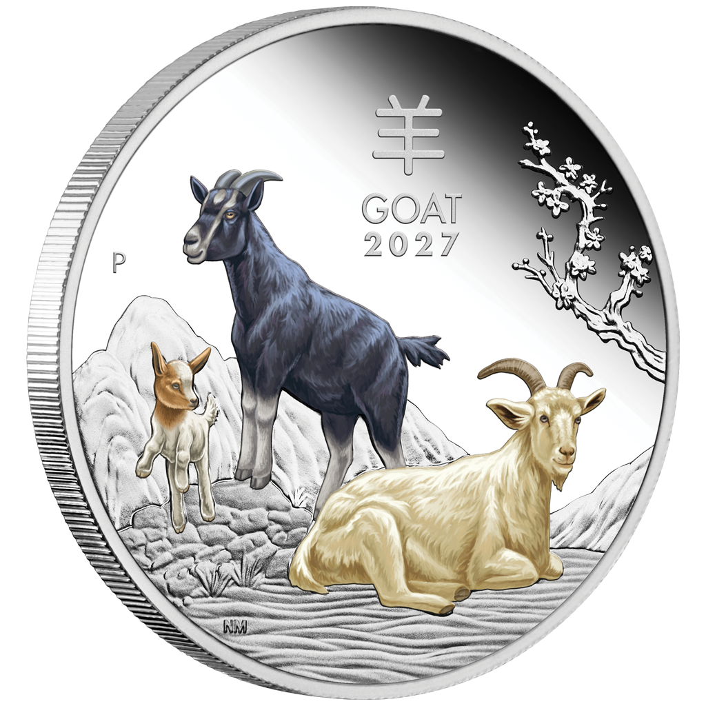 Lunar III Jahr der Ziege 2027 Farbe 1 oz Silbermünze