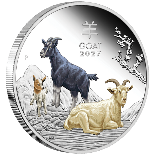Lunar III Jahr der Ziege 2027 Farbe 1 oz Silbermünze