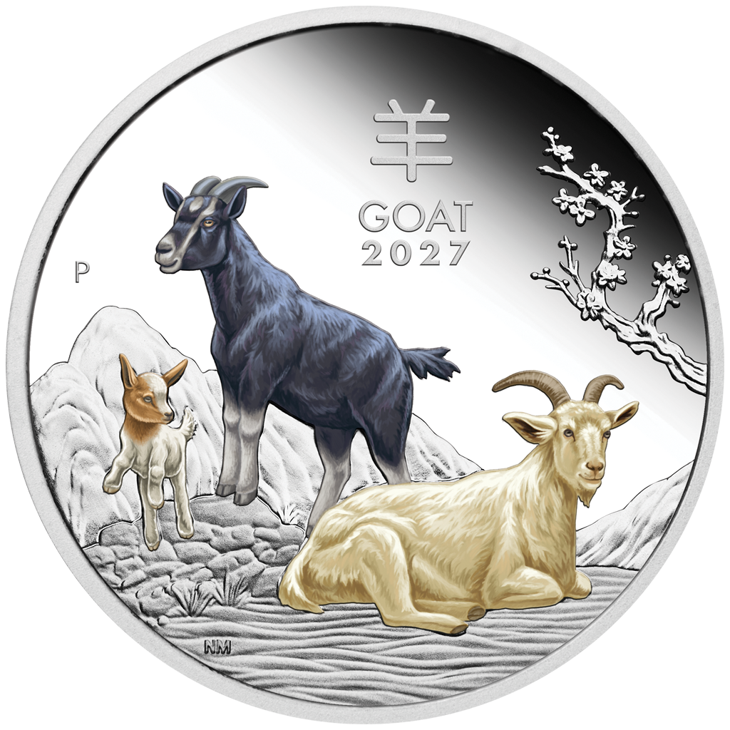 Lunar III Jahr der Ziege 2027 Farbe 1 oz Silbermünze