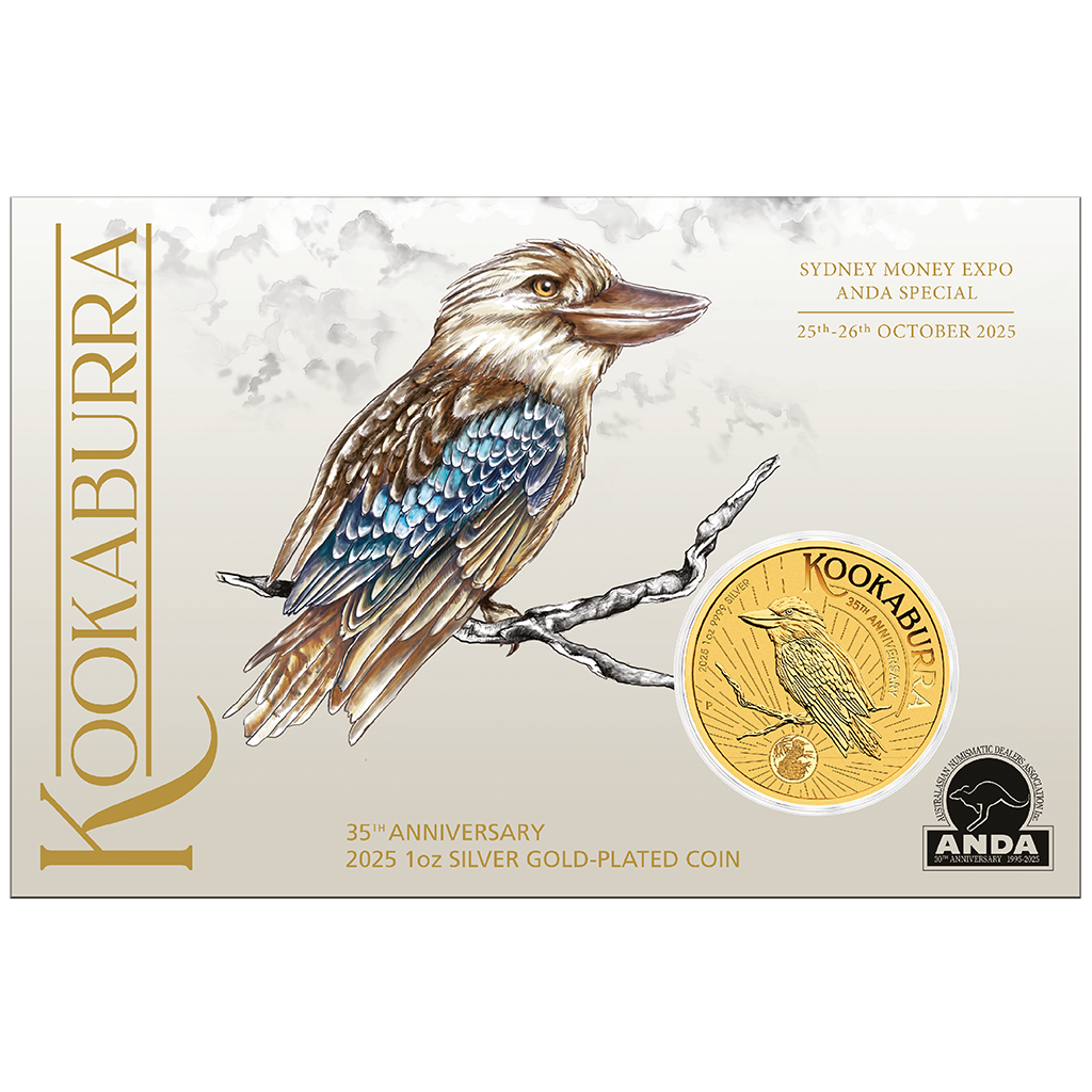 Australien Kookaburra 2025 - 35. Jubiläum - Sydney ANDA Spezial - 1 oz Silbermünze - Vergoldet***