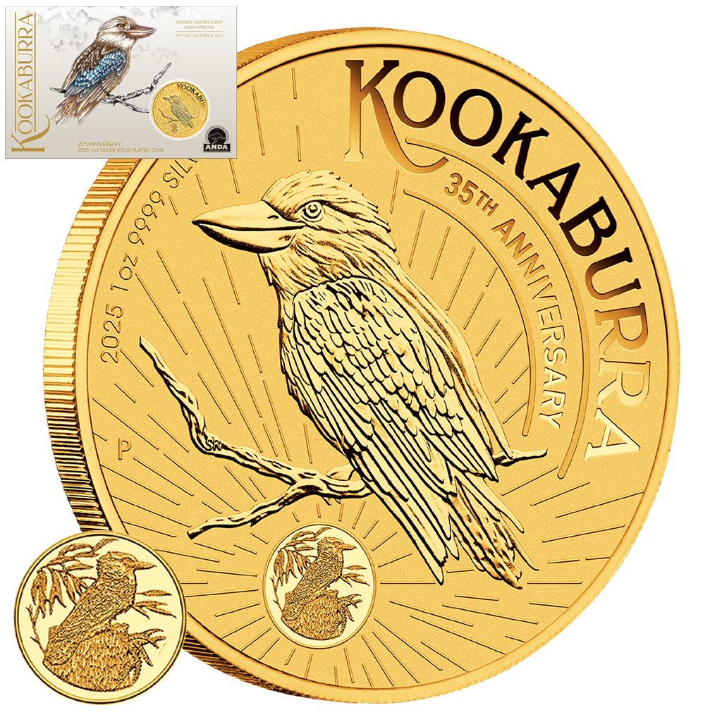 Australien Kookaburra 2025 - 35. Jubiläum - Sydney ANDA Spezial - 1 oz Silbermünze - Vergoldet***