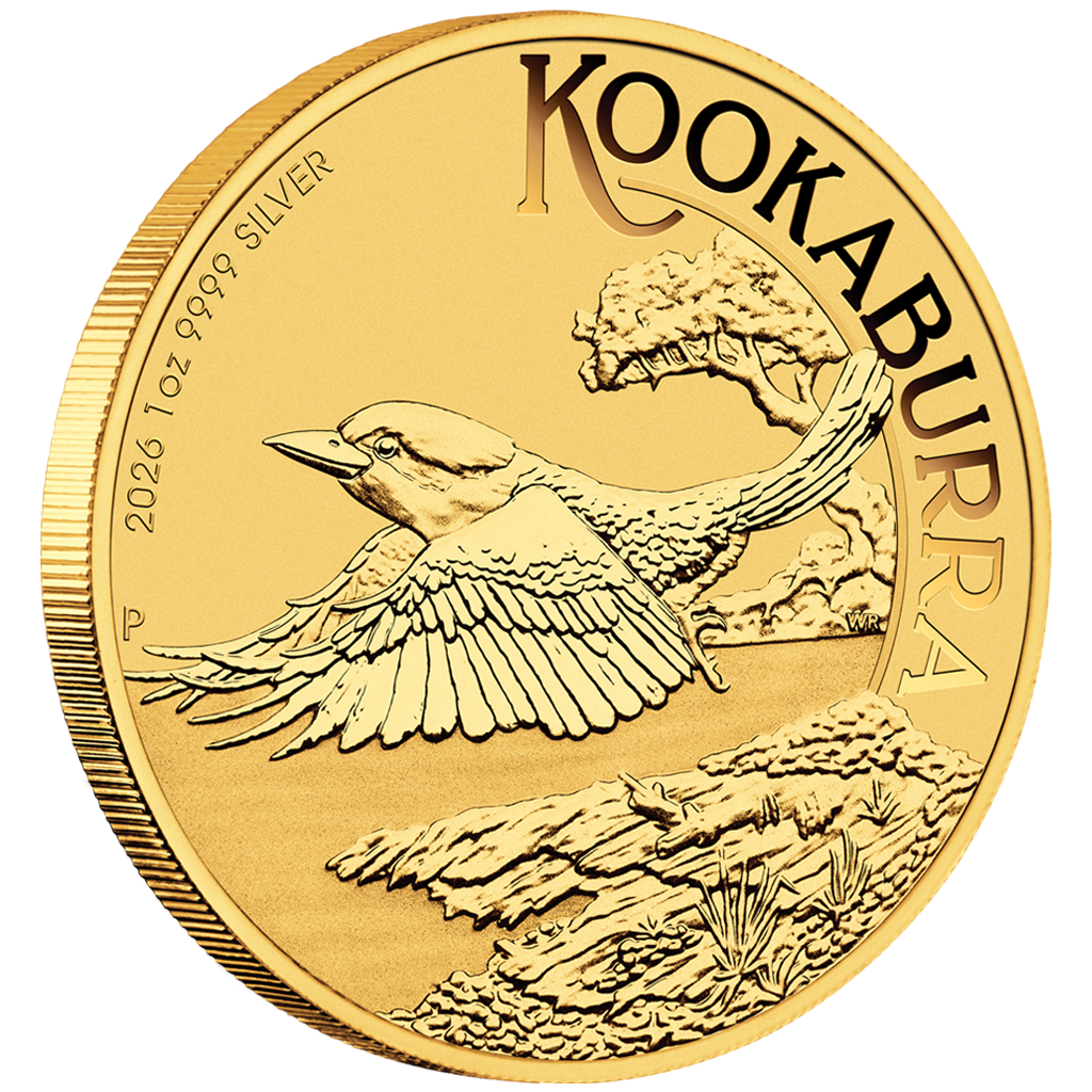 Kookaburra 2026 - Perth Stamp and Coin Show Special - 1 oz Silbermünze vergoldet