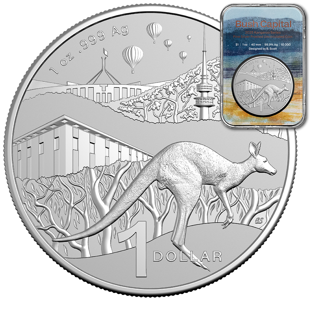 Kangaroo Känguru RAM 2025 Bush Capital 1 oz Silbermünze in Slab