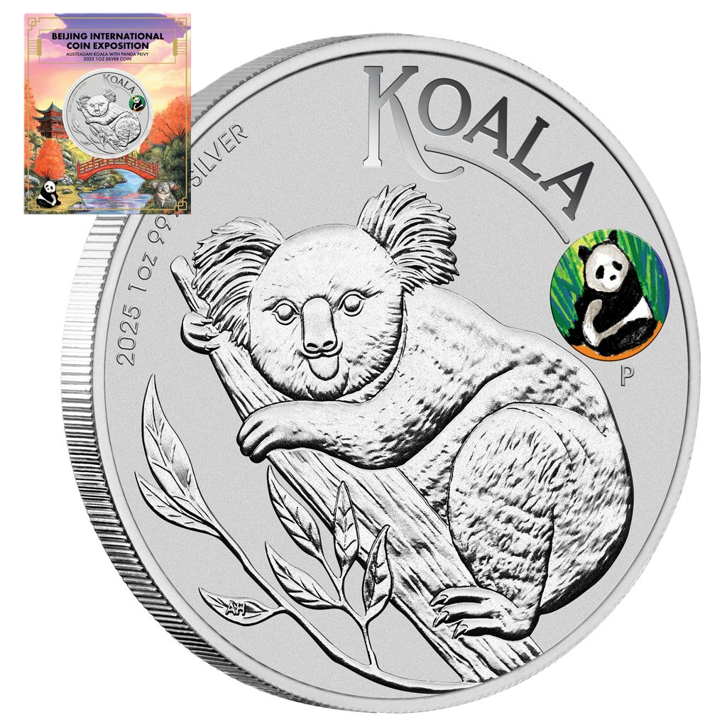 Australien Koala - 2025 - Privy Mark Panda - Beijing Coin Show Special - 1 oz Silbermünze***