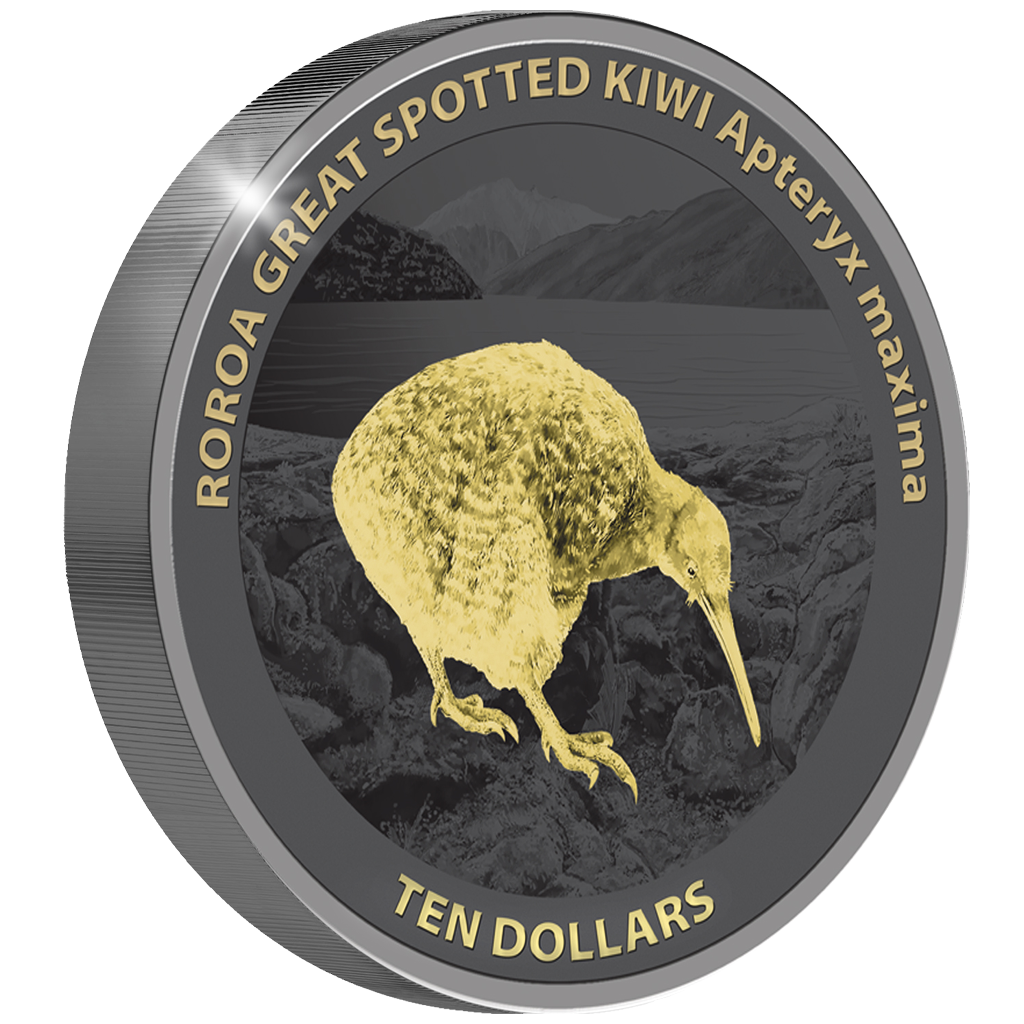 Silbermünze Kiwi 2024 5 oz Neuseeland 10 NZD 999 Silber Black Proof Gilded*