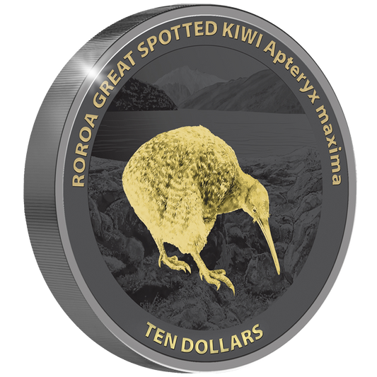 Silbermünze Kiwi 2024 5 oz Neuseeland 10 NZD 999 Silber Black Proof Gilded*