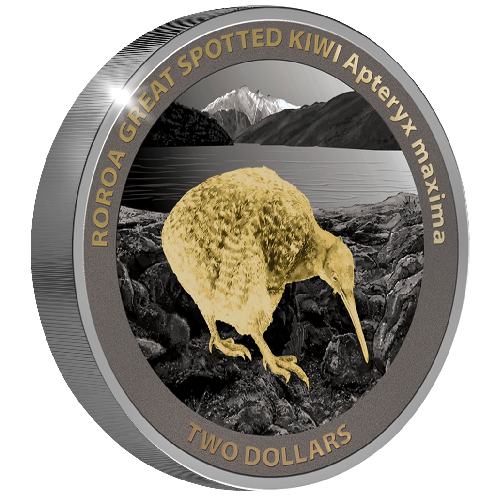 Silbermünze Kiwi 2024 2 oz Neuseeland 1 NZD 999 Silber Black Proof Gilded*