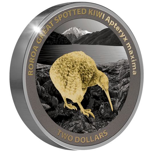 Silbermünze Kiwi 2024 2 oz Neuseeland 1 NZD 999 Silber Black Proof Gilded*