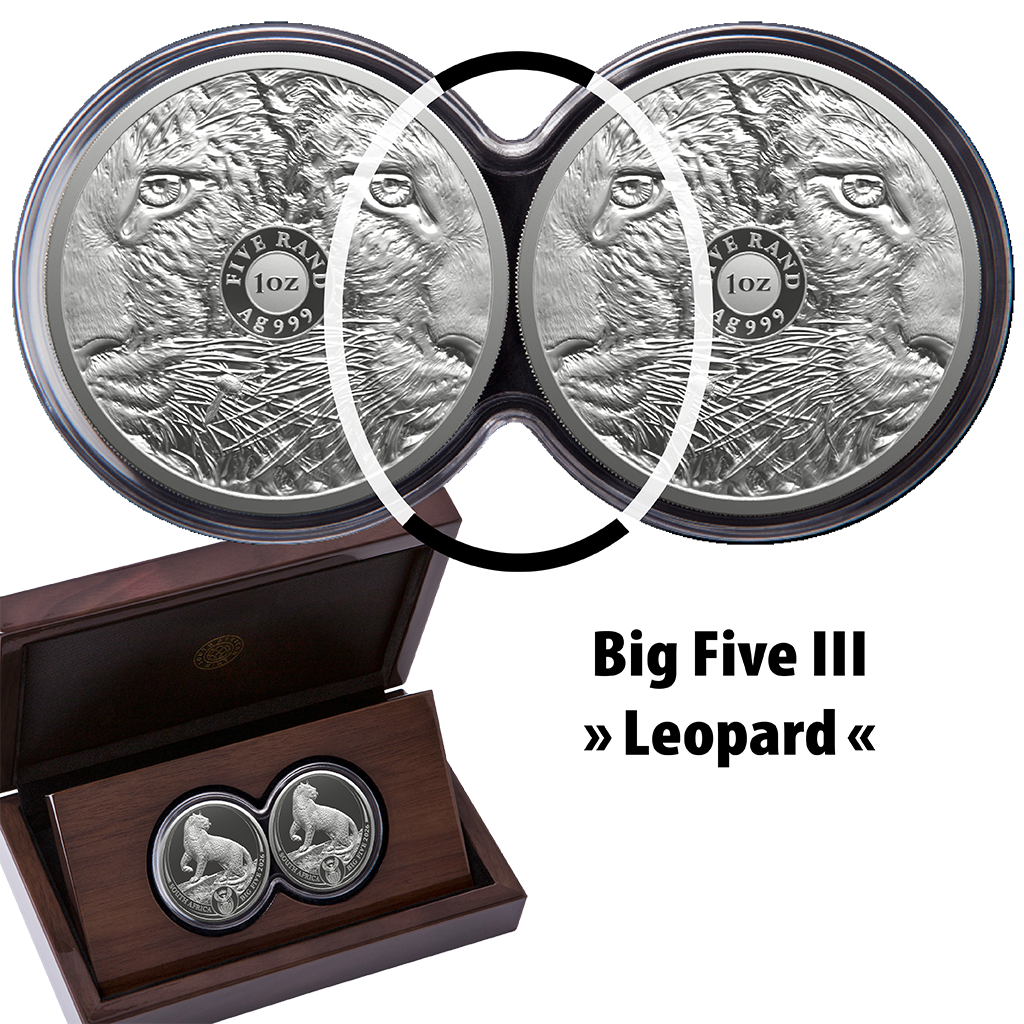 Big Five III (4.) Leopard 2026 Set - 2 x 1 oz Silbermünze in Doppel-Kapsel PP