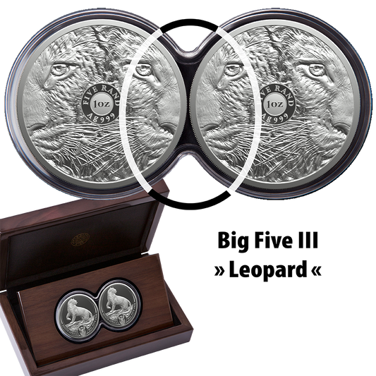 Big Five III (4.) Leopard 2026 Set - 2 x 1 oz Silbermünze in Doppel-Kapsel PP
