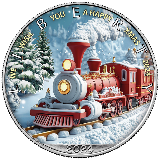 American Silver Eagle - Weihnachten - Zug - Xmas - Train - 1 oz Silbermünze 2024