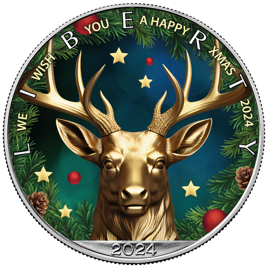 American Silver Eagle - Weihnachten Rentier - Xmas Reindeer - 1 oz Silbermünze 2024