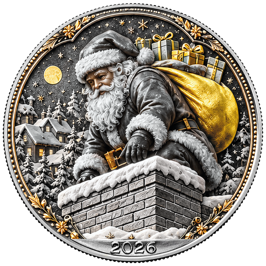 American Silver Eagle 2026 - Weihnachten - Santa's Midnight Journey - 1 oz Silbermünze - Farbe - Color