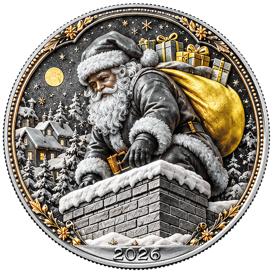 American Silver Eagle 2026 - Weihnachten - Santa's Midnight Journey - 1 oz Silbermünze - Farbe - Color