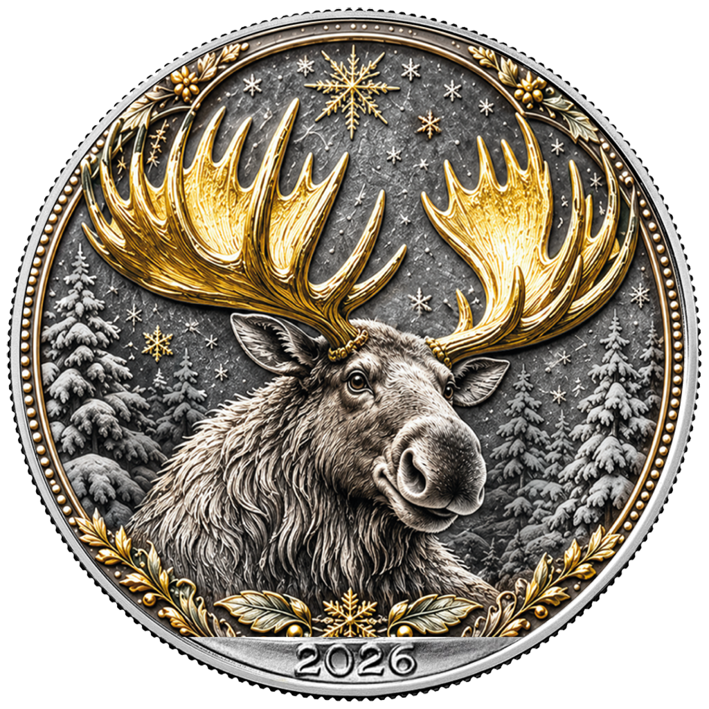 American Silver Eagle 2026 - Weihnachten - The Golden Antlers - 1 oz Silbermünze - Farbe - Color