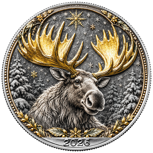 American Silver Eagle 2026 - Weihnachten - The Golden Antlers - 1 oz Silbermünze - Farbe - Color