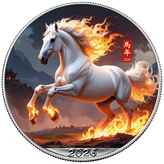American Silver Eagle - Fire Horse 2026 - 1 oz Silbermünze Farbe