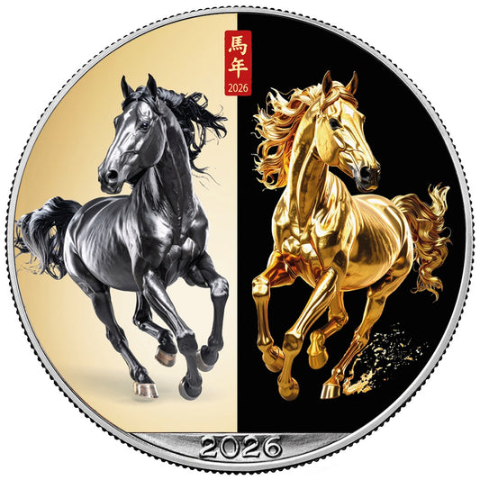 American Silver Eagle - Year of the Horse 2026 - 1 oz Silbermünze Farbe