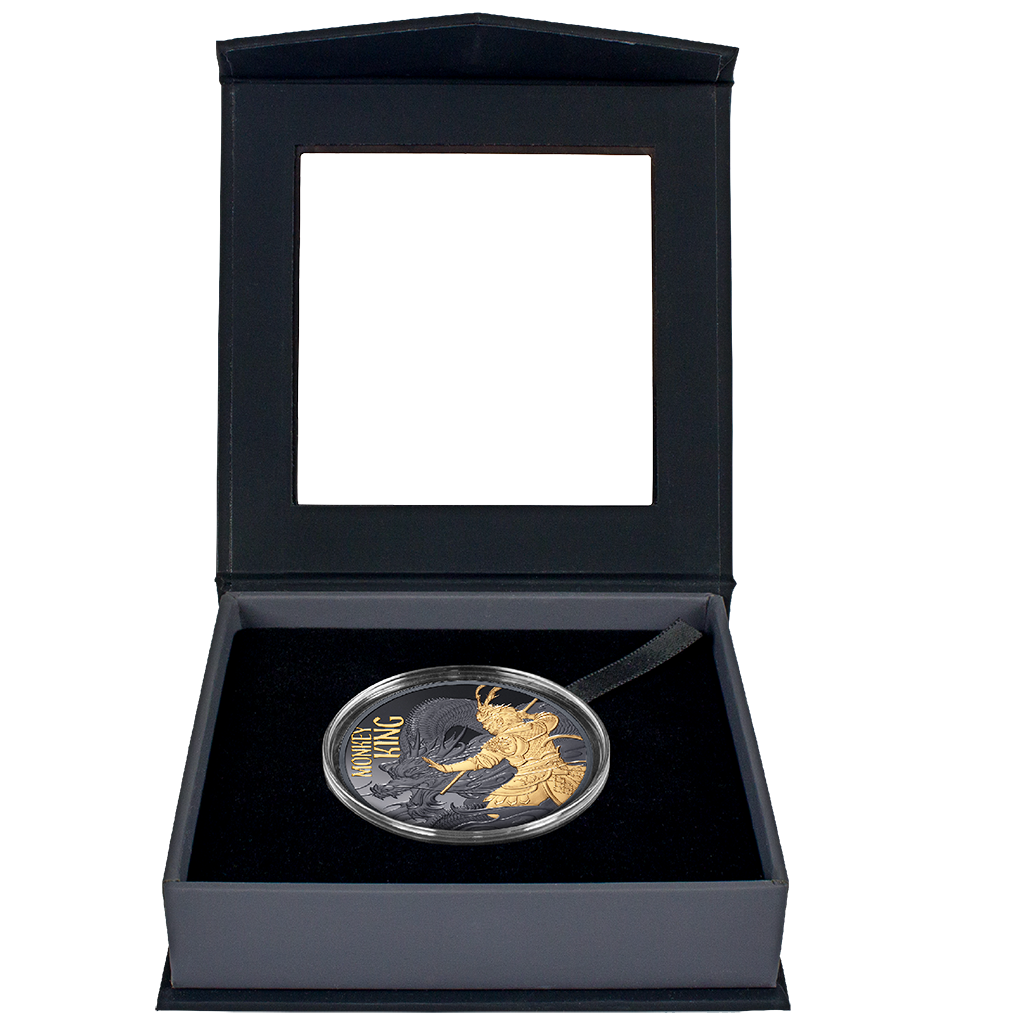 Niue - Monkey King - Affenkönig - 2026 - 1 oz Silbermünze - Black Proof - Teilvergoldet