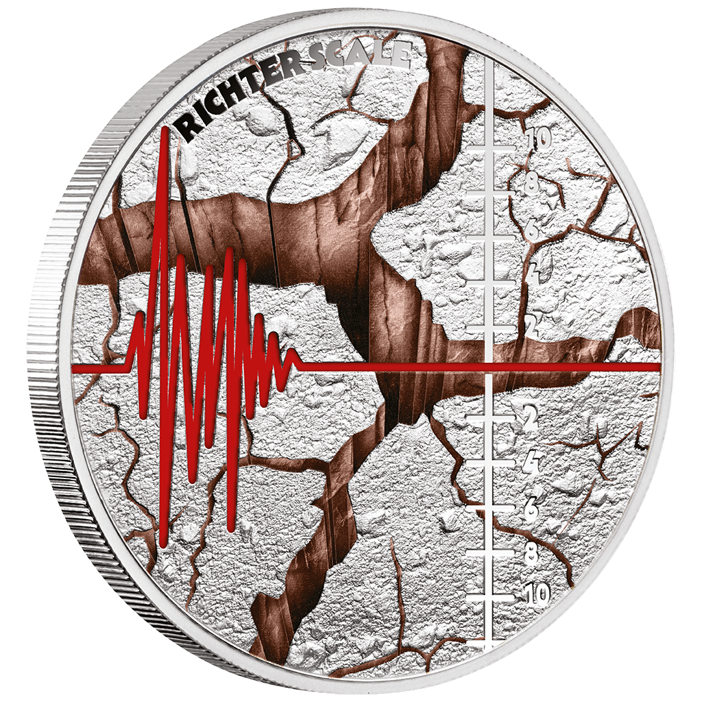 Richter Scale - Richter-Skala - 2025 - 1 oz Silbermünze Farbe PP***