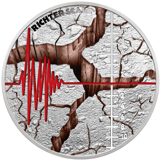 Richter Scale - Richter-Skala - 2025 - 1 oz Silbermünze Farbe PP***
