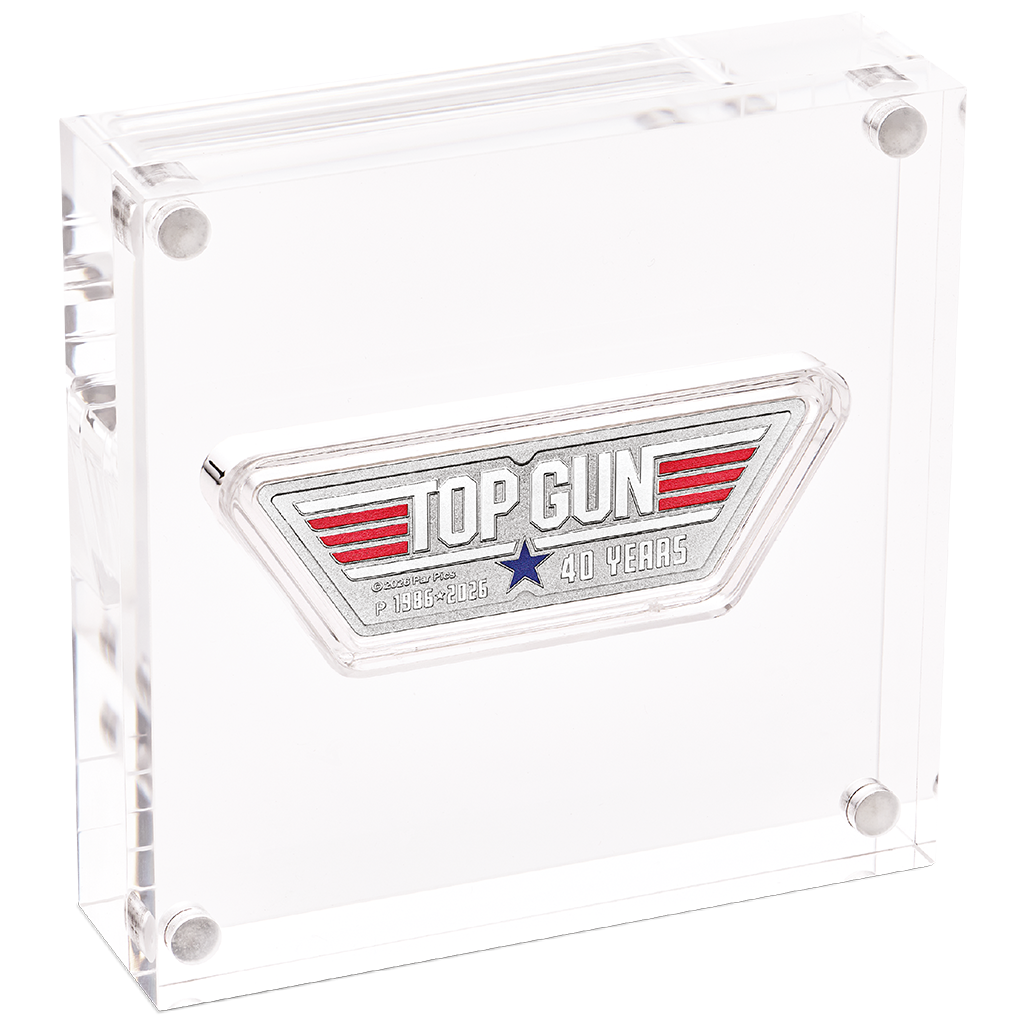 Top Gun Logo - 40. Jubiläum 2026 Farbe 1 oz Silbermünze