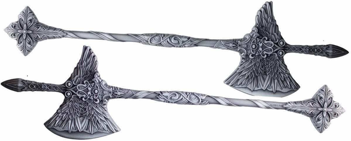 Halberd of St. Raphael, 2.5oz Silberbarren 3D, Shaped, Antik Finish*