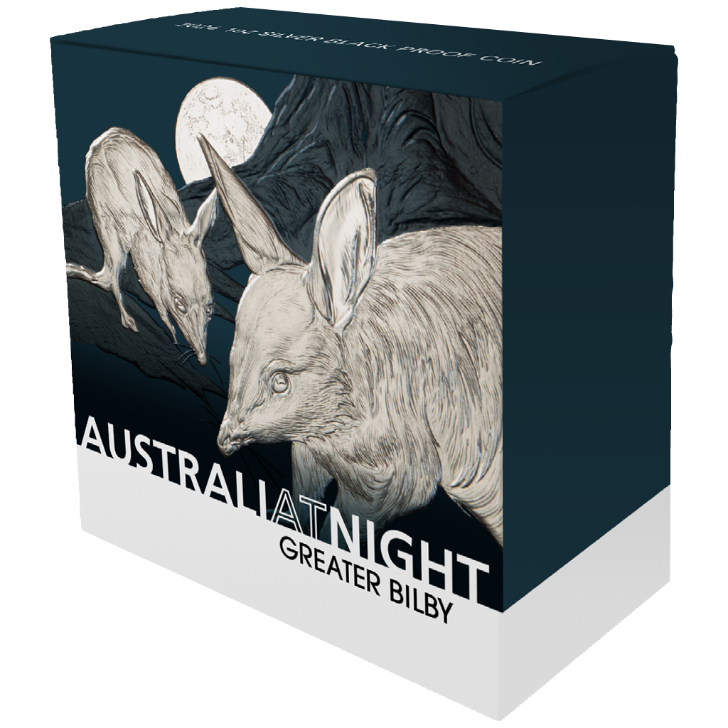 Australien bei Nacht - Kaninchennasenbeutler - 2026 - 1 oz Silbermünze Black Proof