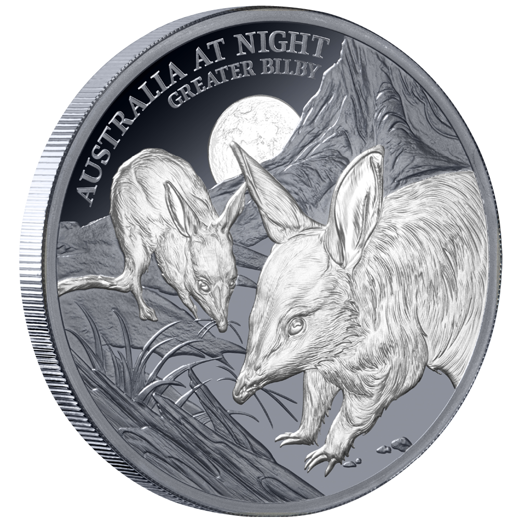 Australien bei Nacht - Kaninchennasenbeutler - 2026 - 1 oz Silbermünze Black Proof