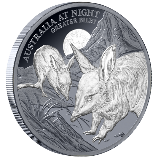 Australien bei Nacht - Kaninchennasenbeutler - 2026 - 1 oz Silbermünze Black Proof