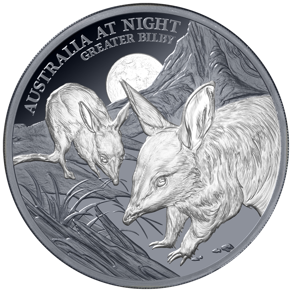 Australien bei Nacht - Kaninchennasenbeutler - 2026 - 1 oz Silbermünze Black Proof